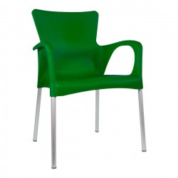 Kunststof stapelstoel met armleuning kleur groen