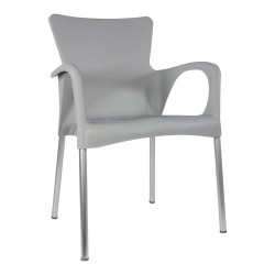 Kunststof stapelstoel met armleuning kleur grijs