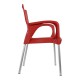 Kunststof stapelstoel met armleuning kleur rood