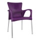 Kunststof stapelstoel met armleuning kleur paars