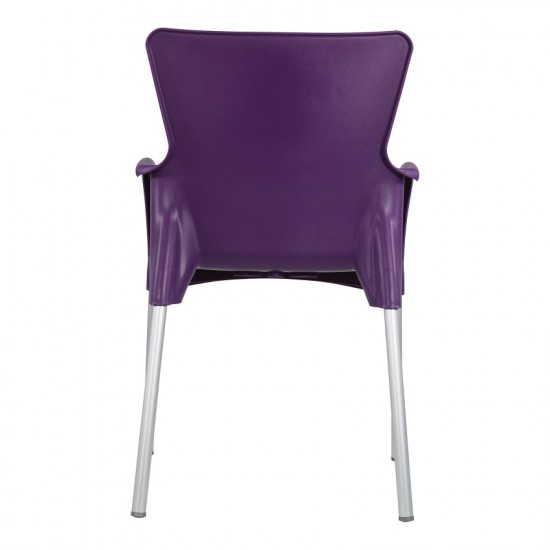 Kunststof stapelstoel met armleuning kleur paars