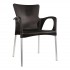 Kunststof stapelstoel met armleuning kleur zwart